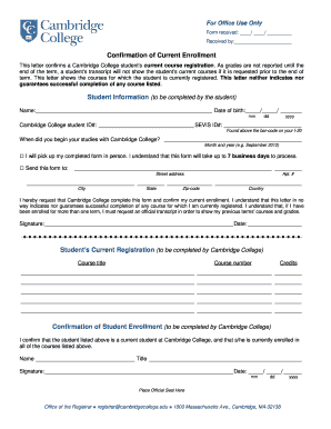 Confirmation of Current Enrollment