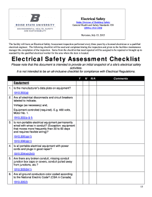 Electrical Safety Assessment Checklist