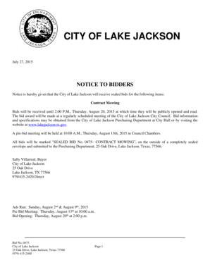 Letter of introduction canada - NOTICE TO BIDDERS - lakejackson-txgov