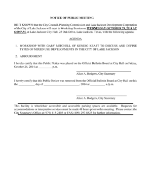 Ping dot chart - NOTICE OF PUBLIC MEETING WEDNESDAY OCTOBER 29 2014 AT 6 - lakejackson-tx