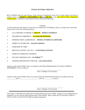 Short graduation speech - NOTICE OF PUBLIC MEETING MONDAY 201at 4 600 PM - lakejackson-tx