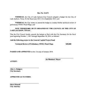 Hk1299 - Res No 14-672 WHEREAS preliminary FEMA Flood Maps and - lakejackson-tx