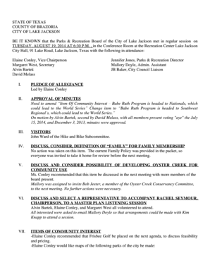 Job agreement letter - BE IT KNOWN that the Parks & Recreation Board of the City of Lake Jackson met in regular session on - lakejackson-tx