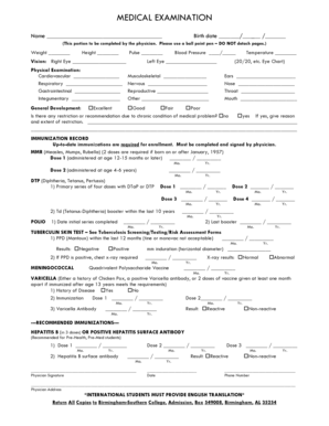 Medical Examination Form