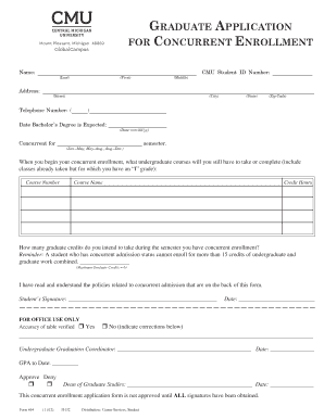 Graduate Application for Concurrent Enrollment
