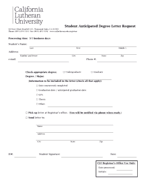 Student Anticipated Degree Letter Request