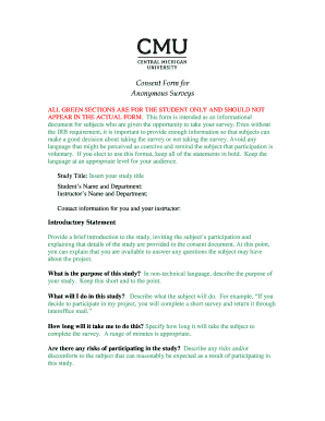 Consent Form for Anonymous Surveys
