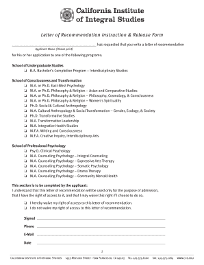 Letter of Recommendation Instruction & Release Form