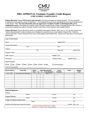 Graduate Transfer Credit Request Form