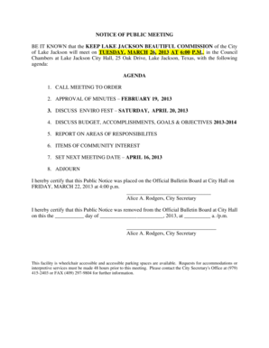 Business forms - 7 SET NEXT MEETING DATE 6 ITEMS OF COMMUNITY INTEREST 8 - lakejackson-tx