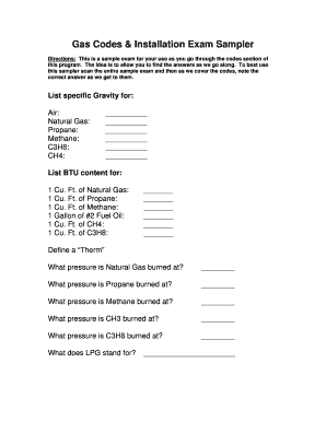 Gas Codes & Installation Exam Sampler