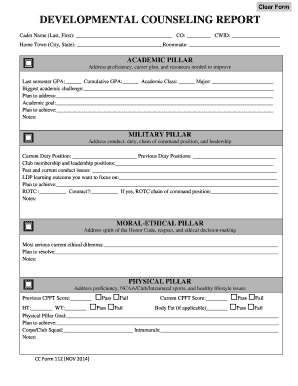 Cadet Developmental Counseling Report