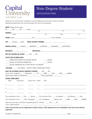Non-Degree Student Application Form