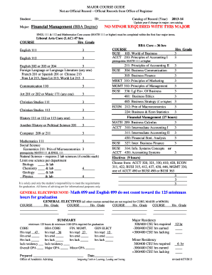 Major Course Guide