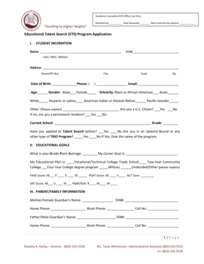 Educational Talent Search Program Application