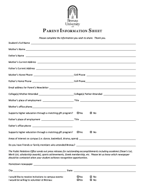 Parent Information Sheet