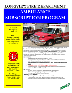 Liability waiver for housekeeper - LONGVIEW FIRE DEPARTMENT AMBULANCE SUBSCRIPTION PROGRAM - longviewtexas