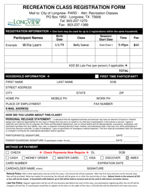 Log identities - RECREATION CLASS REGISTRATION FORM - longviewtexasgov