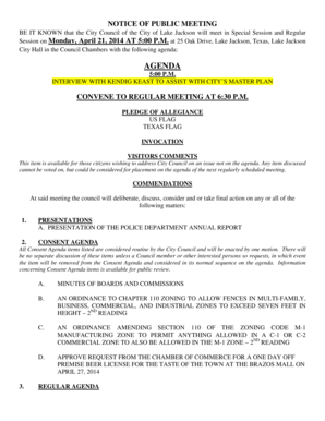 Business profile sample - BE IT KNOWN that the City Council of the City of Lake Jackson will meet in Special Session and Regular - lakejackson-tx