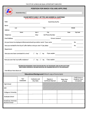 City of Lufkin Employment Application
