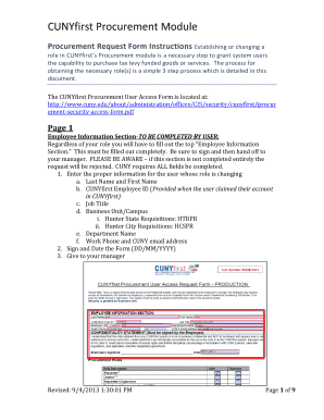 CUNYfirst Procurement User Access Form