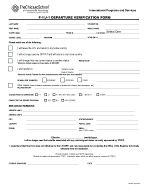 F-1/J-1 Departure Verification Form