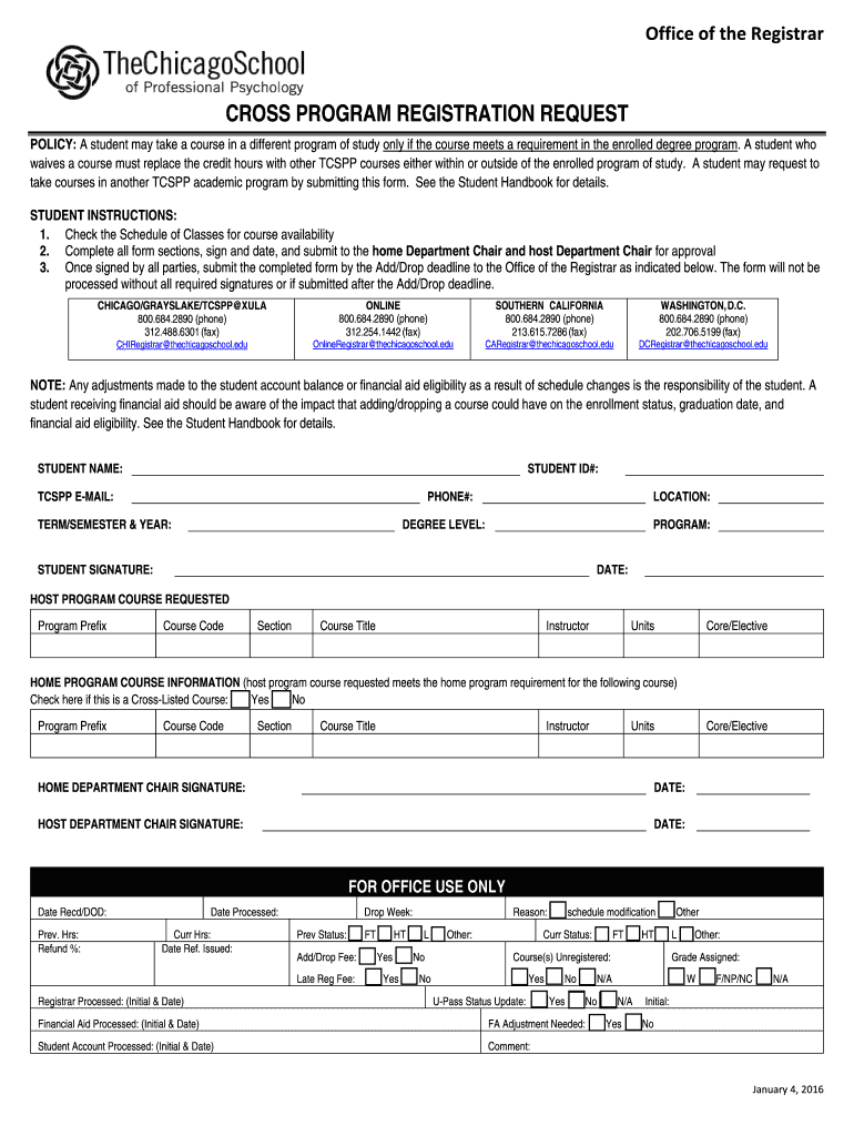 Fillable Online CROSS PROGRAM REGISTRATION REQUEST Fax Email Print