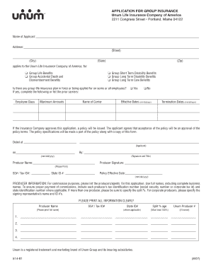 Group Insurance Application Form