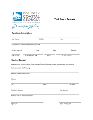 Student Test Score Release Form