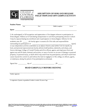 Assumption of Risk and Release for Field Trips