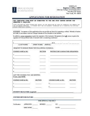 Application for Resignation