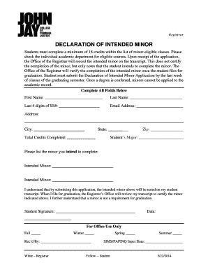 Declaration of Intended Minor Form