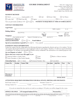 Course Enrollment Form