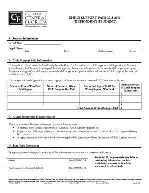 Child Support Paid Form