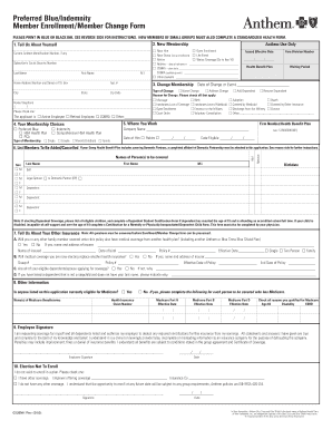 Anthem Blue Cross and Blue Shield Member Enrollment Form