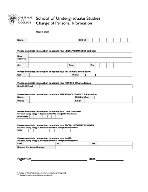Change of Personal Information Form