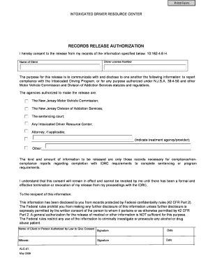 New Jersey Records Release Authorization