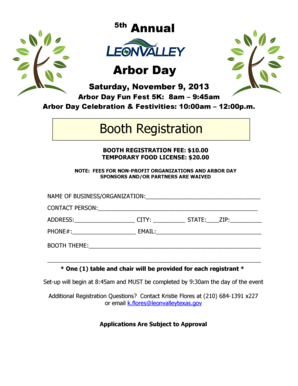 Life file template - LV Arbor Day Vendor Registration 2013 - Leon Valley Texas - leonvalleytexas