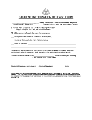 Student Information Release Form