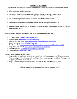 Financial Planning Form