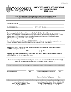 SNAP Documentation Form