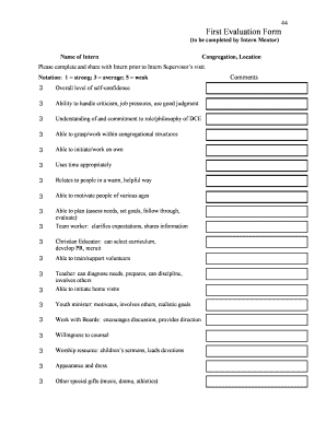 First Evaluation Form for Intern