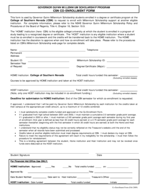 Governor Guinn Millennium Scholarship Co-Enrollment Form