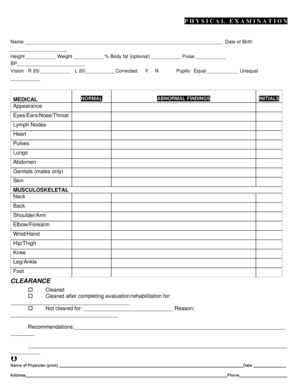 Physical Examination Form