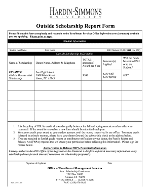 Outside Scholarship Report Form