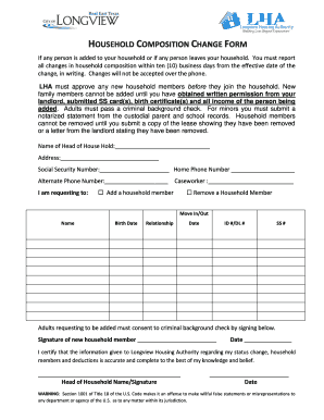 Loan agreement sample - HOUSEHOLD COMPOSITION CHANGE FORM - Longview Texas