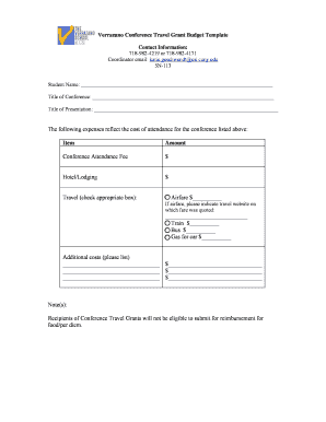 Yearly budget - Verrazano Conference Travel Grant Budget Template Contact