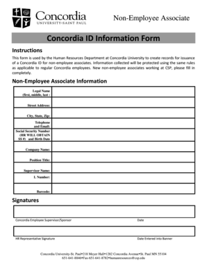 fillable online info csp employee information form concordia employee info form