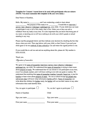 Minor Participant Consent Form