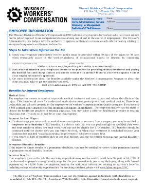 Missouri Workers' Compensation Employee Information Form